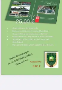 Jubiläumschronik mit Anstecknadel